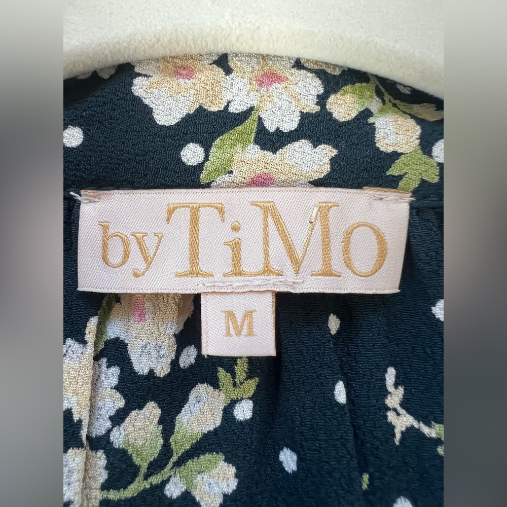 ByTiMo Anthropologie Floral And  Dot Cupro Crepe Button Blouse Dark Blue Navy M - Picture 11 of 12